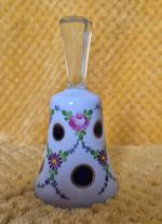 Moser Bohemian Czech Glass White Cut To Cobalt Blue Bell