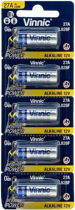 Vinnic Blister of 5 27A Alkaline 12V L828f Batteries Colour 