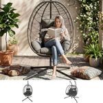BIRCHTREE Hanging Egg Chair W/ Stand Garden Swing Hammock Chair Patio PE Rattan