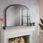 Overmantle Mirror Liberty Arched Shape Black Metal Frame-H 71cm x L 93cm x W 3cm