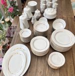 Vintage Noritake Sri Lanka Gloria L553 Porcelain Dinner Service White & Gold 