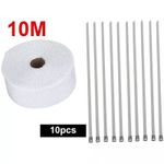 10M Ceramic Exhaust Heat Wrap White Manifold Insulation Tape for Car Motorcycle