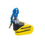 Oxford Secure Quartz XA10 Motorcycle Disc Lock Alarm 10mm Pin Yellow/ Black