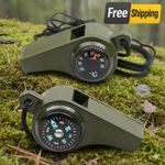 3 in 1 Emergency Survival Whistle Compass Thermometer Camping Hiking Outdor Tool
