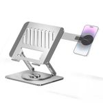 360 Swivel All Metal Laptop Stand Portable Tablet Riser w/ Magnetic Phone Holder