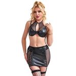 Sexy Sublime Bra And Leather Skirt Lingerie For Women Black