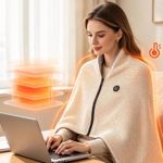 Electric Heated Shawl USB Wearable Heated Blanket Wrap 3 Heat Settings Winter UK