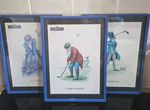 Vintage Norman Orr Framed Prints  Golf Themed Ads For Martell Brandy Set Of 3