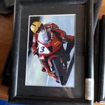1990s Superbikes Motor Sport Print Honda Rider #3 on Red Bike JOEY DUNLOP