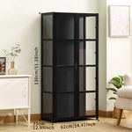 4Tier Black Bamboo Display Cabinet Figurine Storage Case Acrylic Door Home Decor