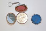 MGS ART DECO SILVER COMPACT MIRROR BLUSH VINTAGE 0562