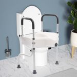 3-in-1 Mobility Toilet Seat Raiser & Safety Frames With Armrests and Adjustable