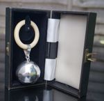 1959 Sterling Silver Baby Rattle Teething Ring Turner & Simpson Boxed
