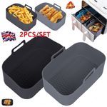 2x Air Fryer Silicone Pot Rectangle Baking Tray Basket Liners Insert Dish New