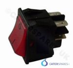 16AMP RED ROCKER SWITCH POWER ON/OFF DOUBLE POLE 4 PIN (22X31MM) 240V PART CSUK