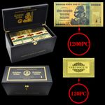 1200PC/Box Zimbabwe One Hundred Trillion Dollars Gold Foil Banknotes Set Gift
