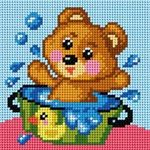 Bear in a bath Tapestry Canvas Only by Orchidea