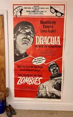 Huge 6’6” Original 1966 DRACULA Prince Darkness ZOMBIES LEE 3-Sheet Movie Poster