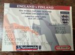 TICKET Liverpool FC Anfield  England v Finland World Cup 2002 Qualifier 2001 Kop