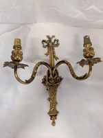 19th Century French Louis XVI Revival 2 Light Gilt Wall Sconce Circa 1890 