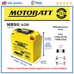 MB9U MOTOBATT Quadflex AGM Bike Battery 12V 11Ah