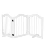 3 Panels Dog Gate Support Feet Fence Safety Barrier Freestanding Wood Pet Pens