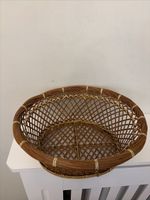 Vintage Oval Wicker Rattan Basket Open Weave Rustic Fruit Bread Storage Boho 12”