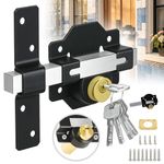 70mm Garden Gate Lock Double Sided Secure Rim Bolt For Wooden Doors 5 Keys Set