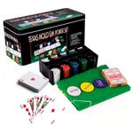 200 Poker Game Texas Hold'em Set Gaming Mat Chips 2 Decks Playing Card With Box