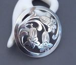 Antique Floral Silver Brooch 900 Silver Handmade Openwork Round