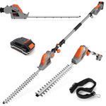Terratek 2.4m 20V Cordless Hedge Trimmer Electric Long Reach Cutter Battery