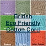 39 Colours British BRAIDED Premium 2mm Macrame Cotton Cord/StringCraftLace