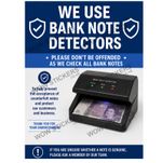 Bank Note Detector Sticker Fake Notes Ice Cream Van Retail shop (choose size)