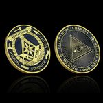 Freemason Masonic Challenge Coin Brotherhood Wisdom Strength Faith Charity Gift