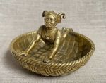 Antique c1920 Art Deco Novelty Brass Jester Harlequin Figurine Cigar Tray Dish