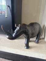 SOUTH AFRICAN HEAVY CARVED WOOD RHINOCEROS