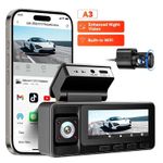 REDTIGER A3 3-channel 2.5K Dash Cam, Front rear and inside With WIFI, G-sensor