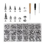 DIY Leather Jacket Spikes and Studs Kit 455PCS Cone Square Dome with Tools