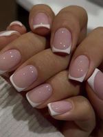 24Pcs Short Square False Nails French Fake Tips Press On Full Cover Nails