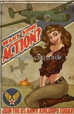 WW2 Picture Photo Join the US Army Air Corps today Vintage Print Pinup Girl 2522