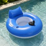 Electric Floating Chair Raised Backrest Inflatable Pool Lounger Circular-Shaped