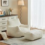 Bean Bag Chair with Footrest,Soft Comfy Velvet Fur Fabric Lazy Sofa,High-Density