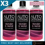 3 x WASH & WAX CAR SHAMPOO 800ML VEHICLE AUTO CLEANER HIGH GLOSS FINISH LIQUID