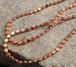 11 inch Pure Copper Flat Round Bead Chain Anklet, Healing Jewelry, Spiritual