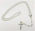White Rosary Beads with Silver Metal Crucifix Perfect Catholic Gift