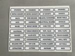 TOOLBOX  Drawer Label stickers decals tool Organiser Label set Black and white