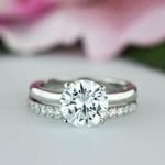 Bridal Ring Set 2.40Ct Round Cut White Moissanite Solid 14k White Gold in Size 7