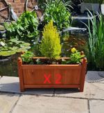 Set of 2 Large Wooden Rectangular  Garden Planters Window Box Raised Bed