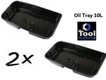 2 X OIL DRAIN DEEP DRIP TRAYS EXTRA LARGE 10 LITRES HANDLE SPOUT FILTER DRAIN