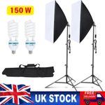2 X 150W Softbox Lighting Kit Video Photo Soft Box Continuous Light Stand Studio
